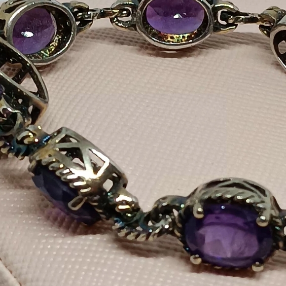Vintage Amethyst Sterling Silver Bracelet for rescues. - Picture 3 of 12